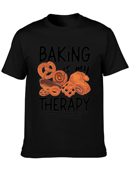 Camiseta Negra Hornear es mi terapia
