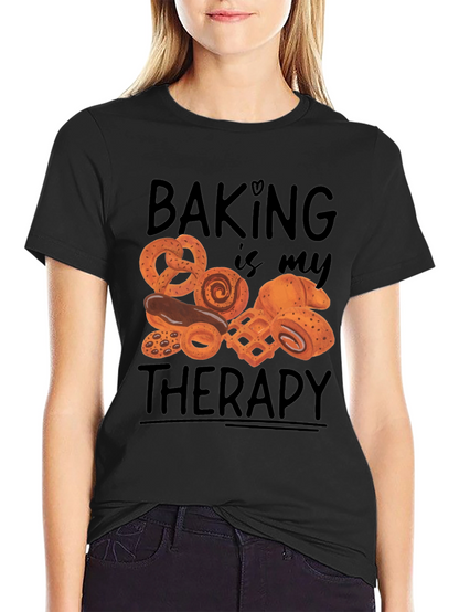 Camiseta Negra Hornear es mi terapia