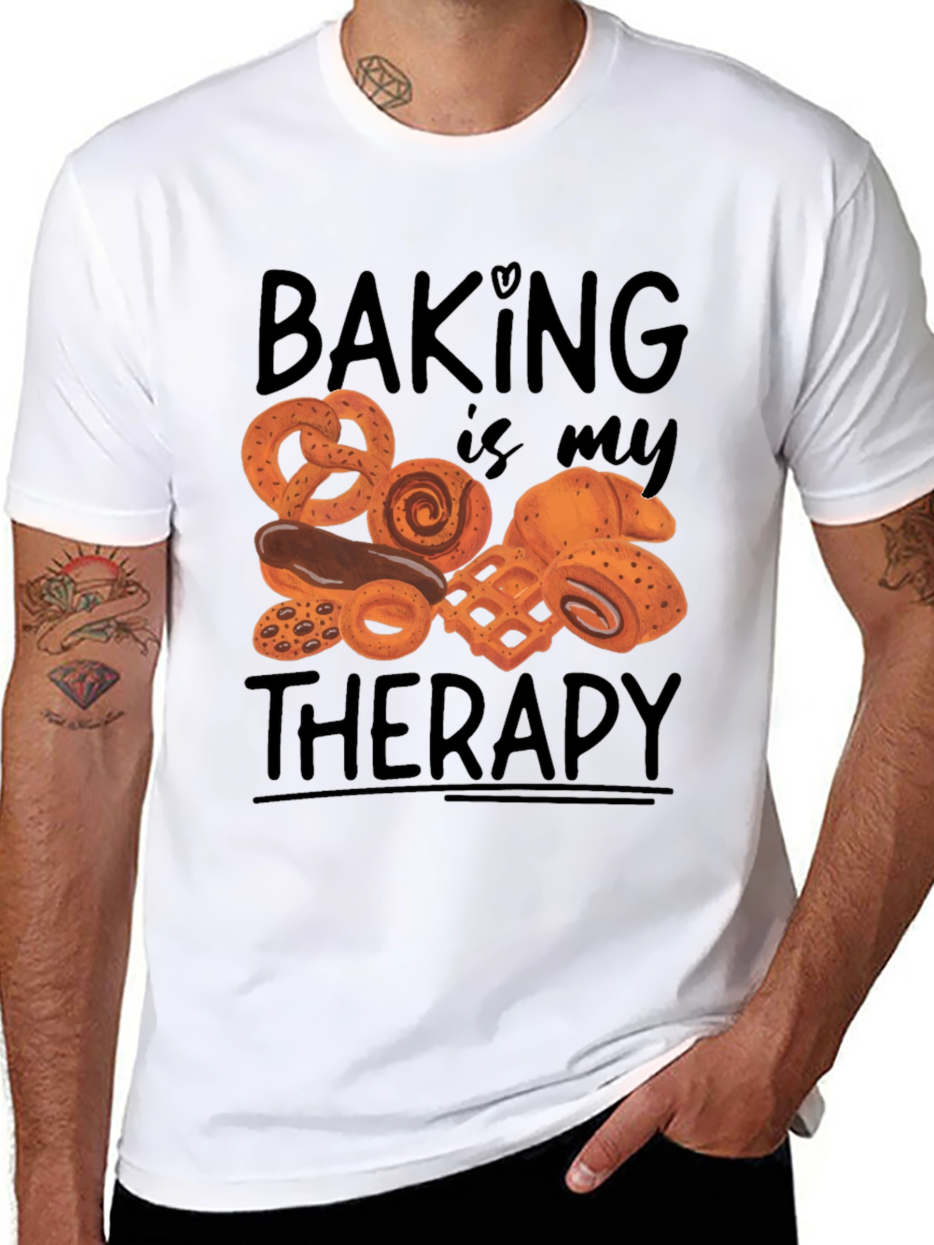 Camiseta Negra Hornear es mi terapia