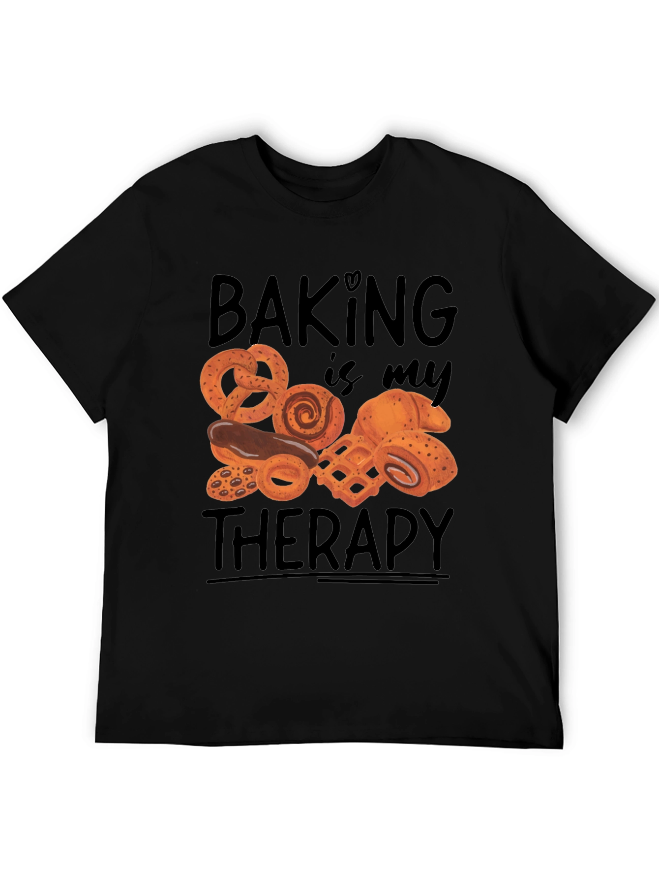 Camiseta Negra Hornear es mi terapia