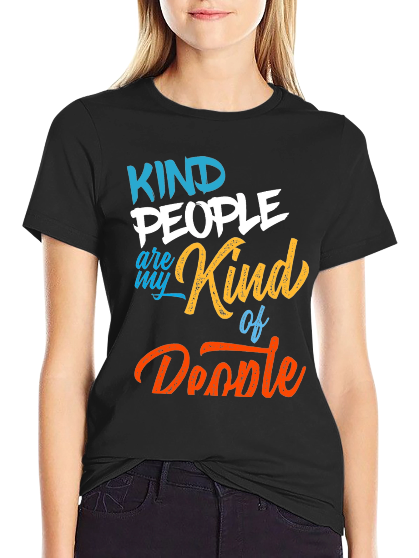 Camiseta Negra Kind People Are My Kind of Doodle