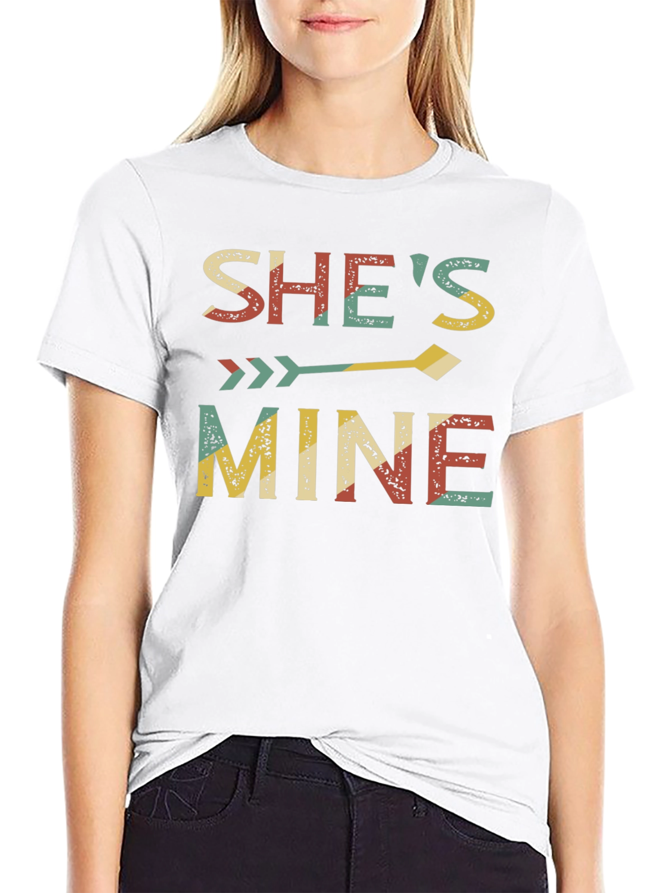 Camiseta Negra Shes Mine para Parejas