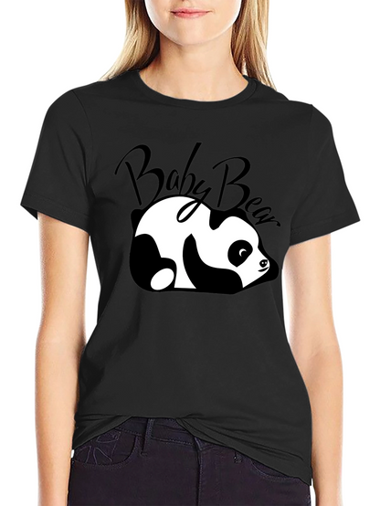 Camiseta Negra Baby Bear Panda Relajado Unisex