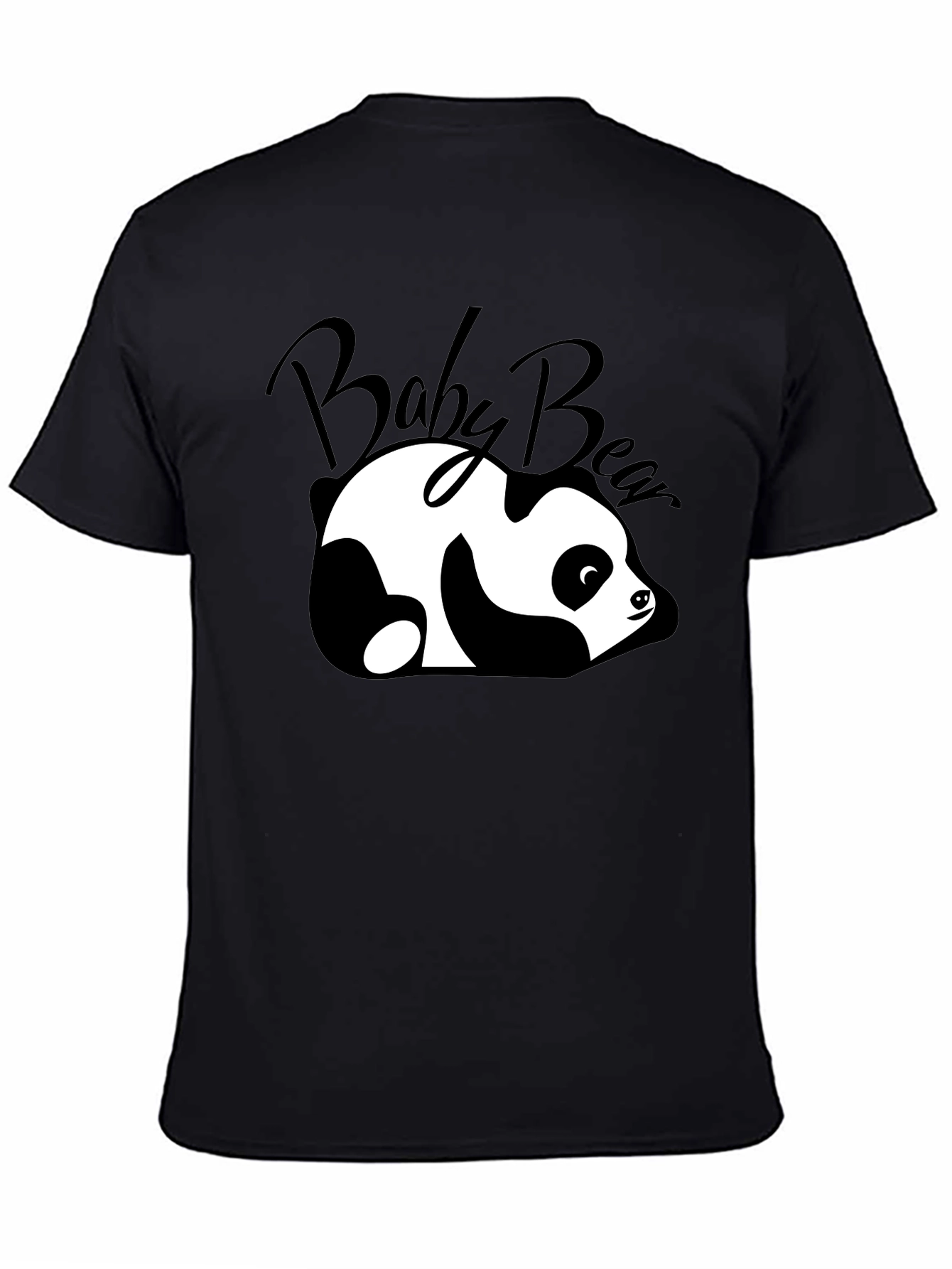 Camiseta Negra Baby Bear Panda Relajado Unisex