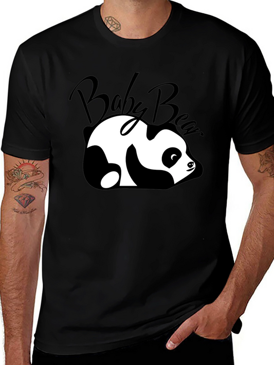 Camiseta Negra Baby Bear Panda Relajado Unisex