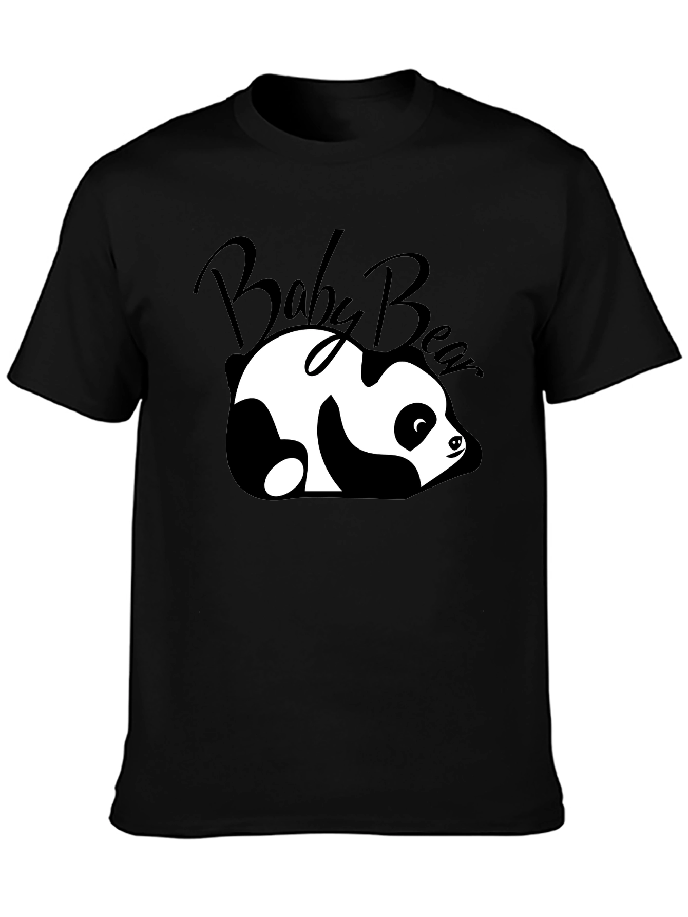Camiseta Negra Baby Bear Panda Relajado Unisex
