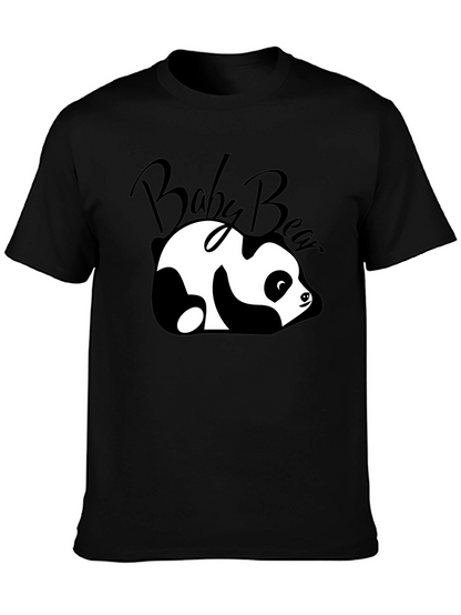 Camiseta Negra Baby Bear Panda Relajado Unisex