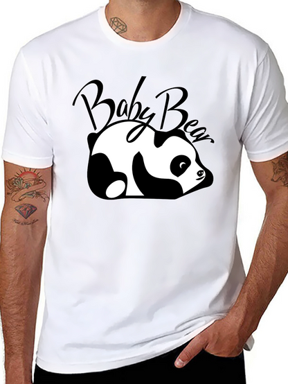 Camiseta Negra Baby Bear Panda Relajado Unisex