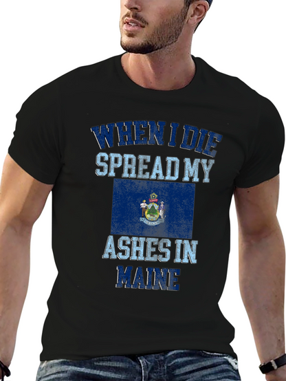 Camiseta Negra Cenizas en Maine para Hombre