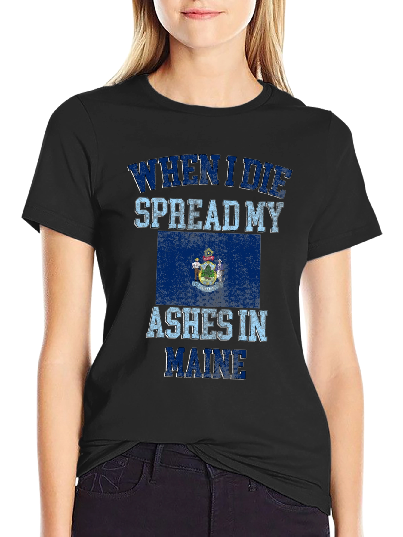 Camiseta Negra Cenizas en Maine para Hombre