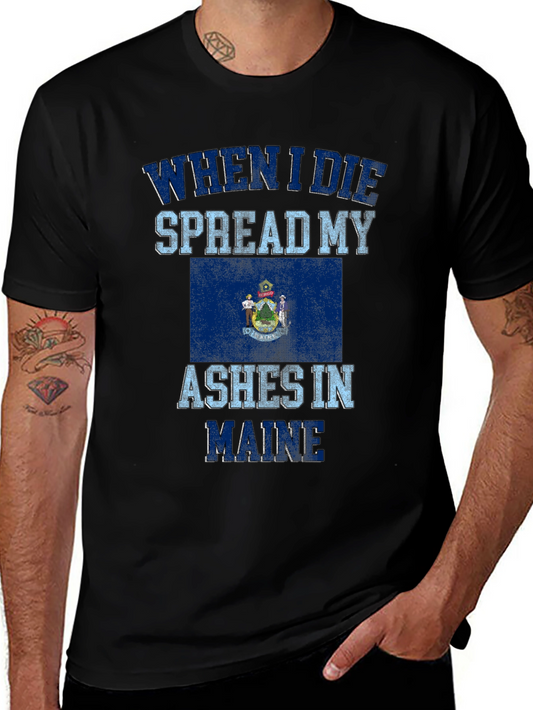 Camiseta Negra Cenizas en Maine para Hombre