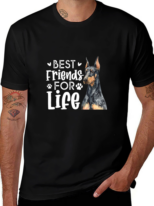 Camiseta Negra Mejores Amigos Para Siempre Doberman