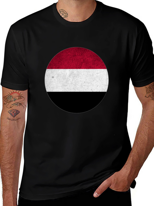 Camiseta Negra con Diseño Circular Tricolor