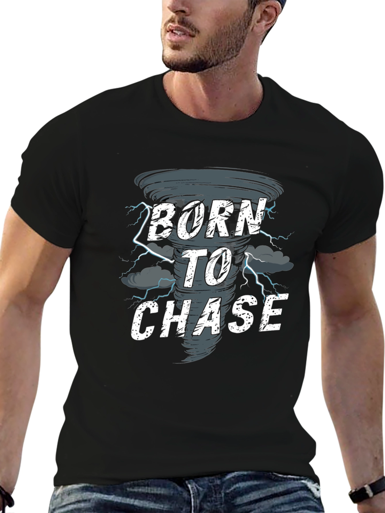 Camiseta Negra Born to Chase Tornado