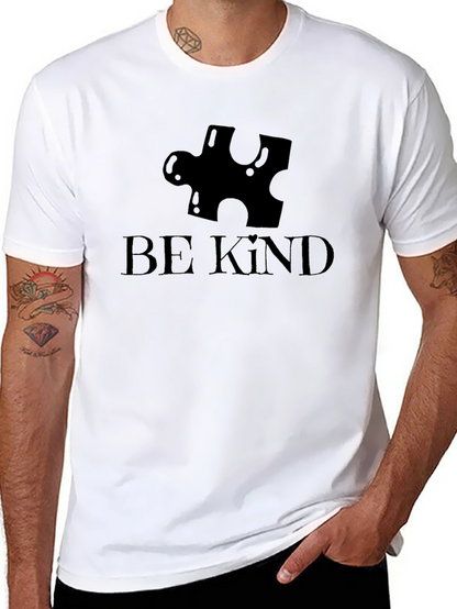 Camiseta Negra Be Kind Con Diseño Rompecabezas