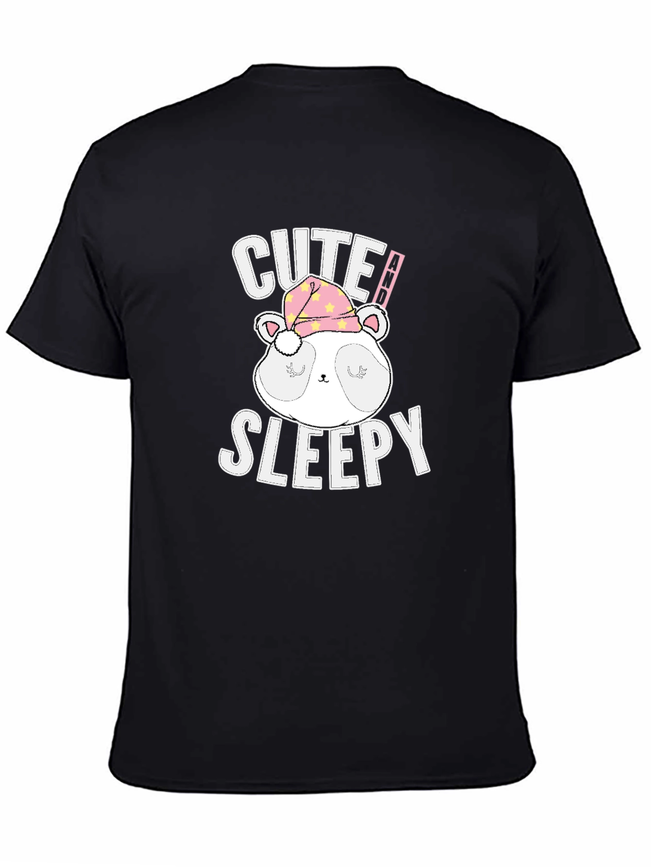 Camiseta Negra con Diseño de Panda Dormilón