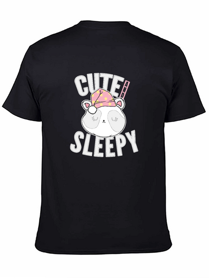 Camiseta Negra con Diseño de Panda Dormilón