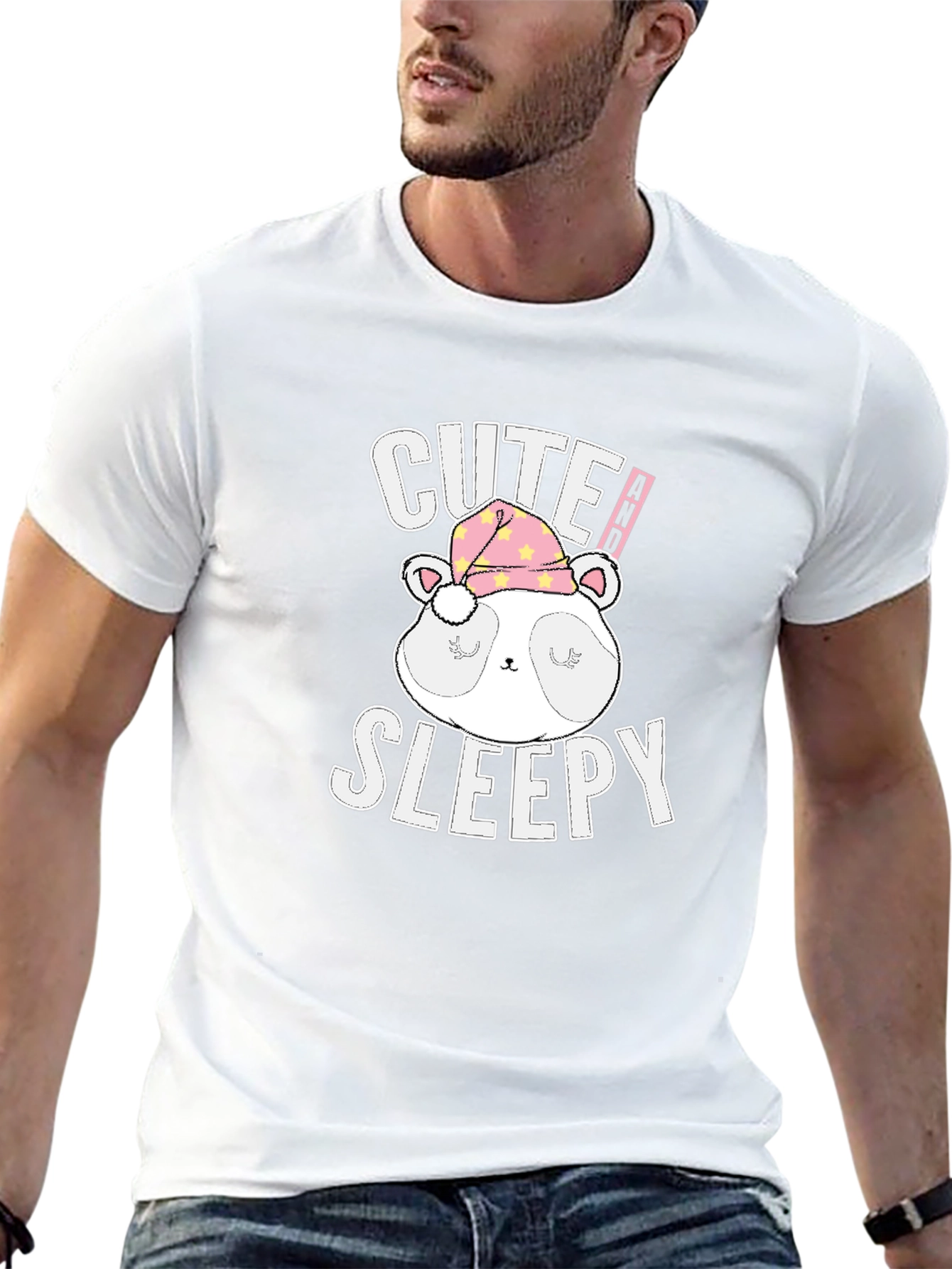 Camiseta Negra con Diseño de Panda Dormilón