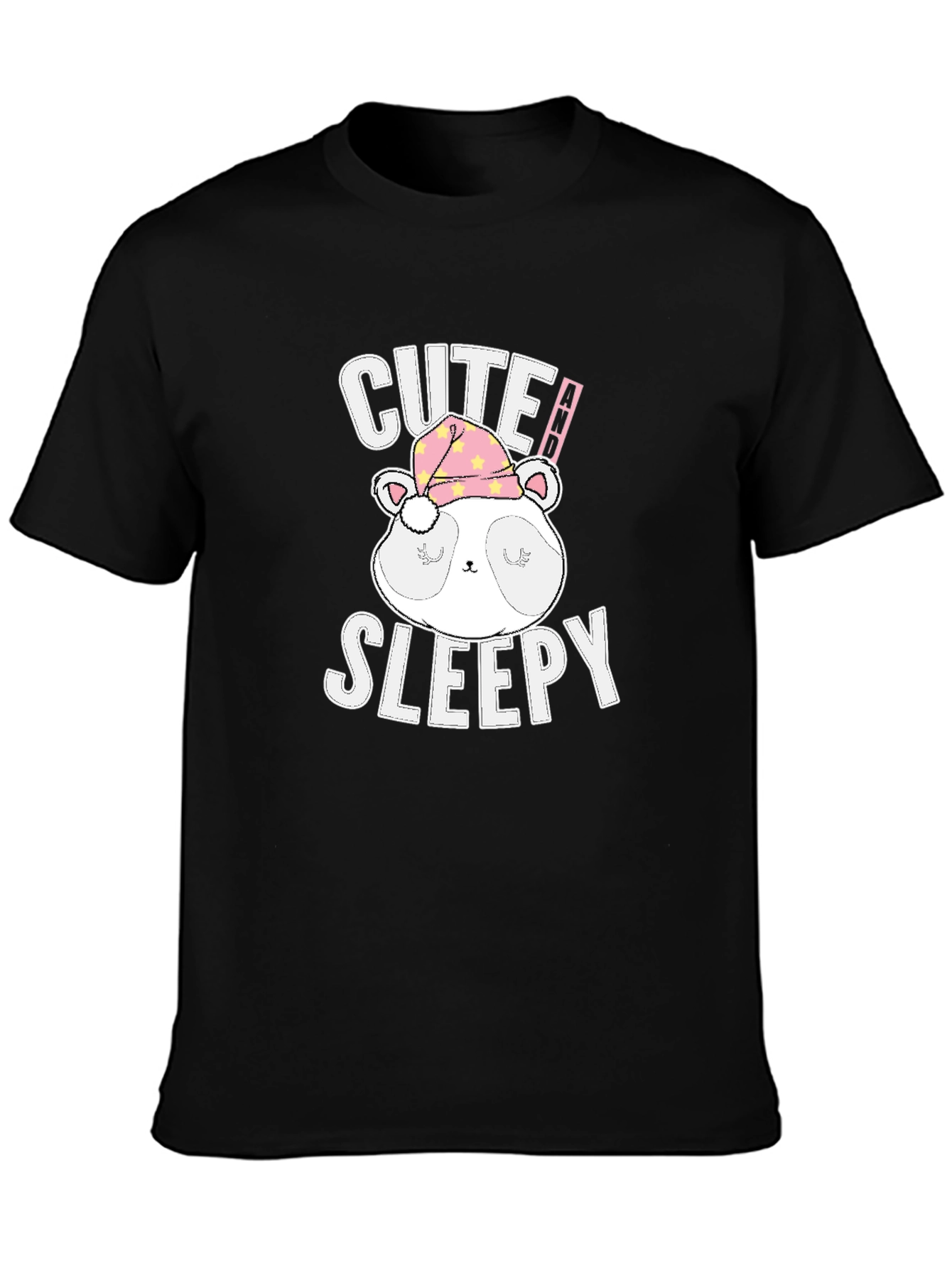 Camiseta Negra con Diseño de Panda Dormilón