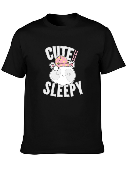 Camiseta Negra con Diseño de Panda Dormilón