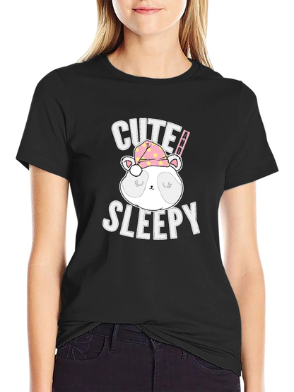 Camiseta Negra con Diseño de Panda Dormilón