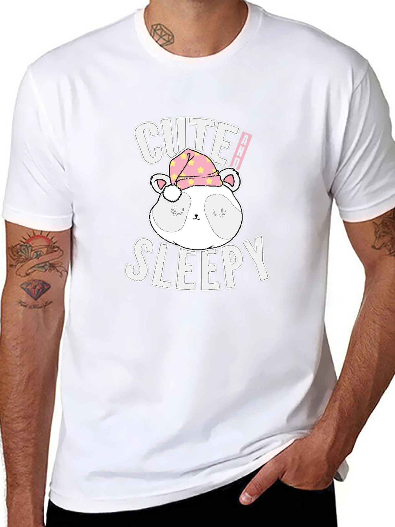 Camiseta Negra con Diseño de Panda Dormilón