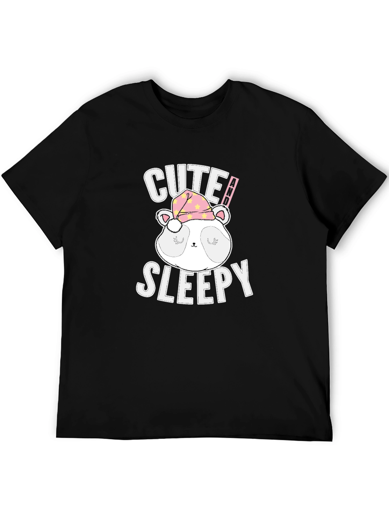 Camiseta Negra con Diseño de Panda Dormilón