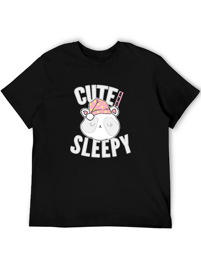 Camiseta Negra con Diseño de Panda Dormilón