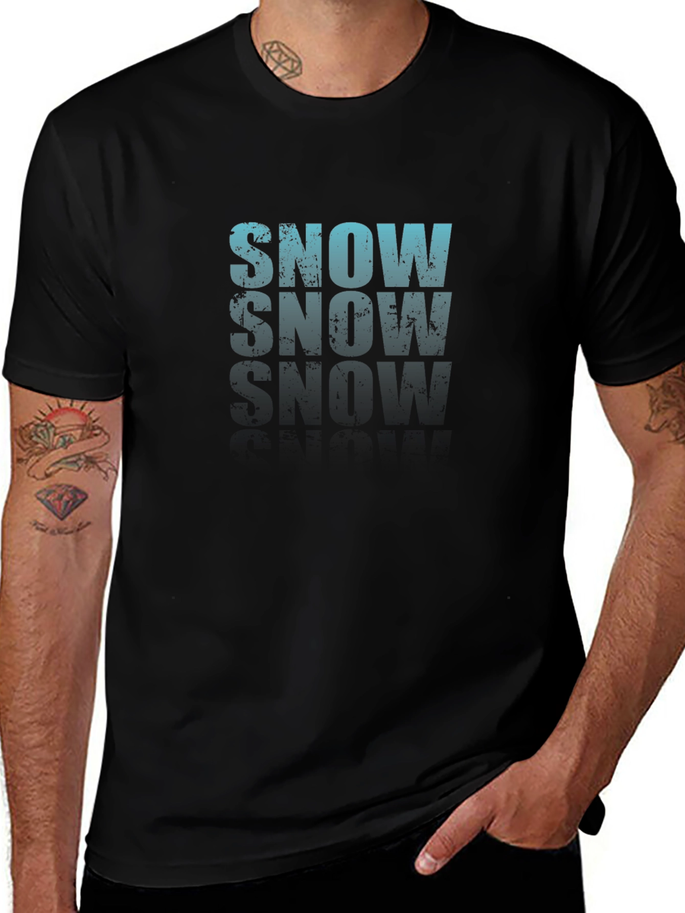 Camiseta Negra Hombre Snow Estilo Grunge