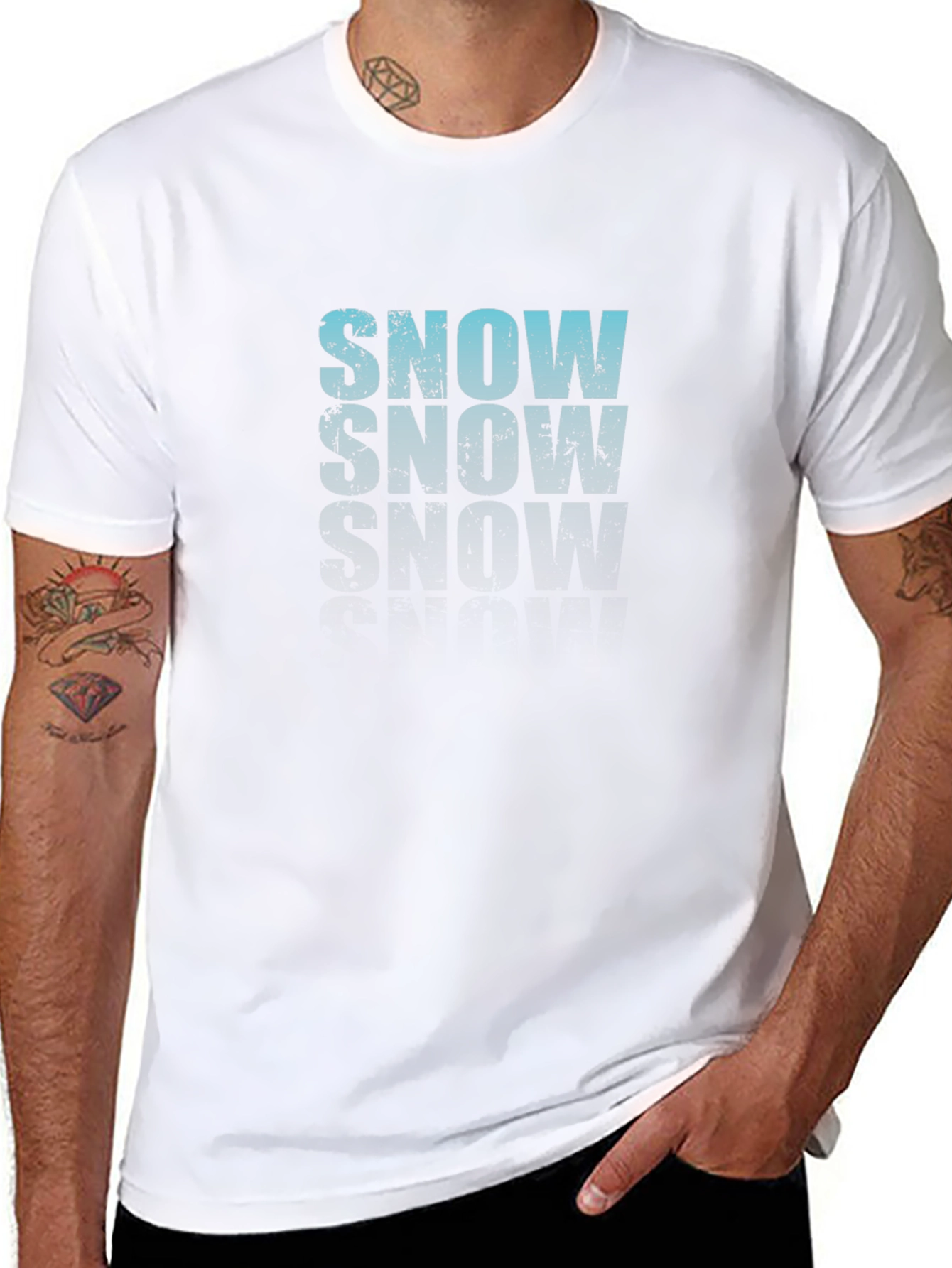 Camiseta Negra Hombre Snow Estilo Grunge
