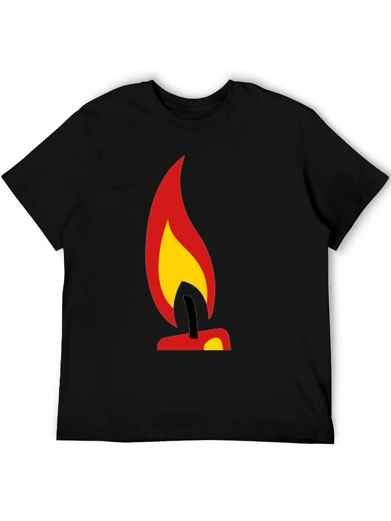 Camiseta Negra con Diseño de Vela Ardiente