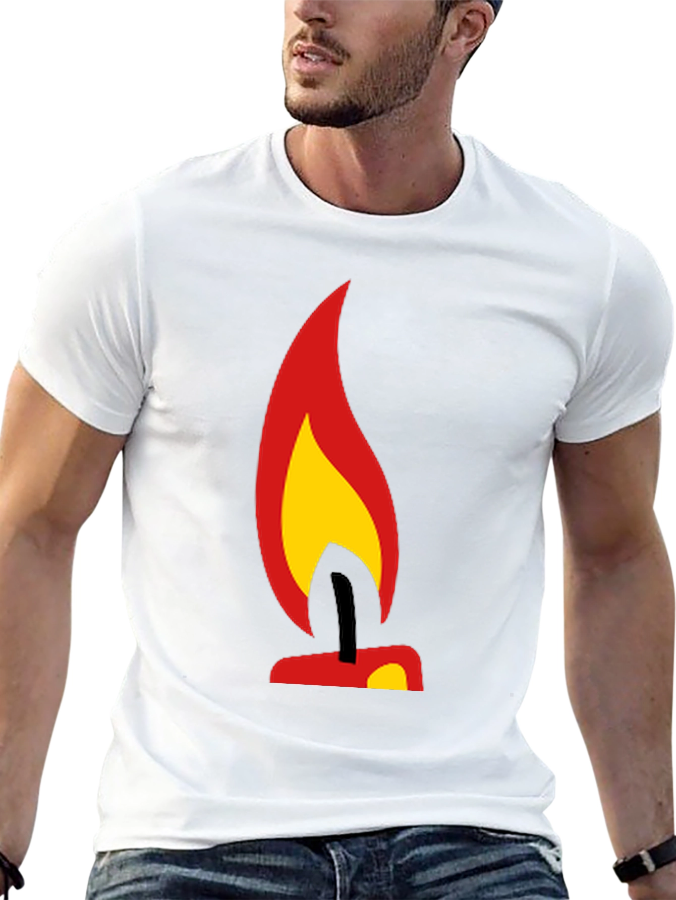 Camiseta Negra con Diseño de Vela Ardiente