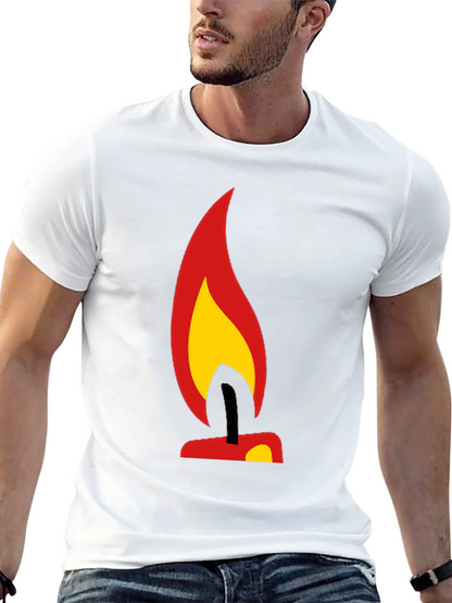 Camiseta Negra con Diseño de Vela Ardiente