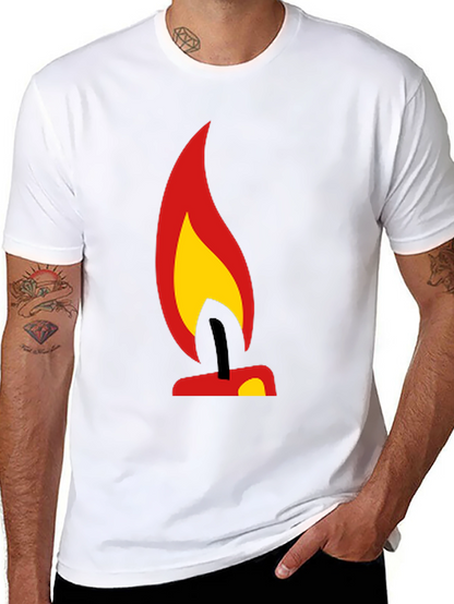 Camiseta Negra con Diseño de Vela Ardiente
