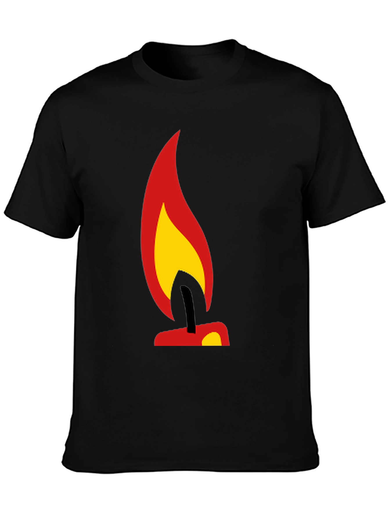 Camiseta Negra con Diseño de Vela Ardiente