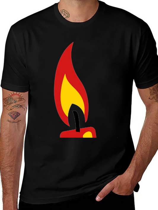 Camiseta Negra con Diseño de Vela Ardiente