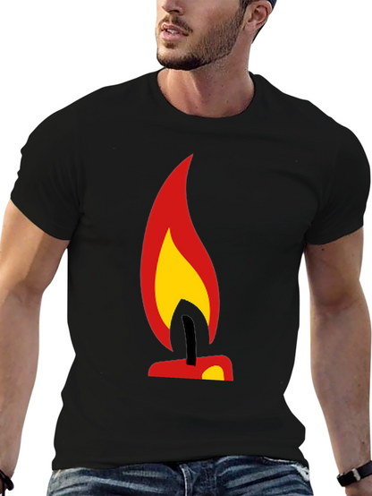 Camiseta Negra con Diseño de Vela Ardiente