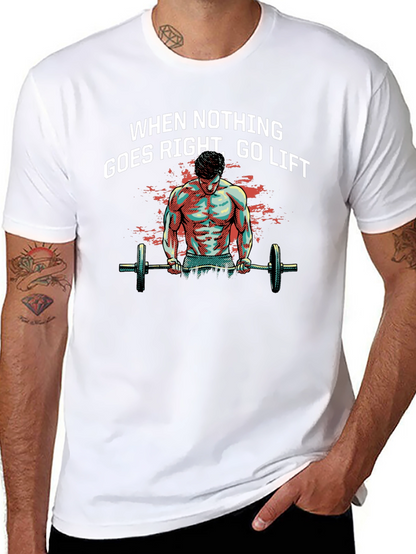 Camiseta Negra Motivacional: Cuando Nada Va Bien Levanta Pesas