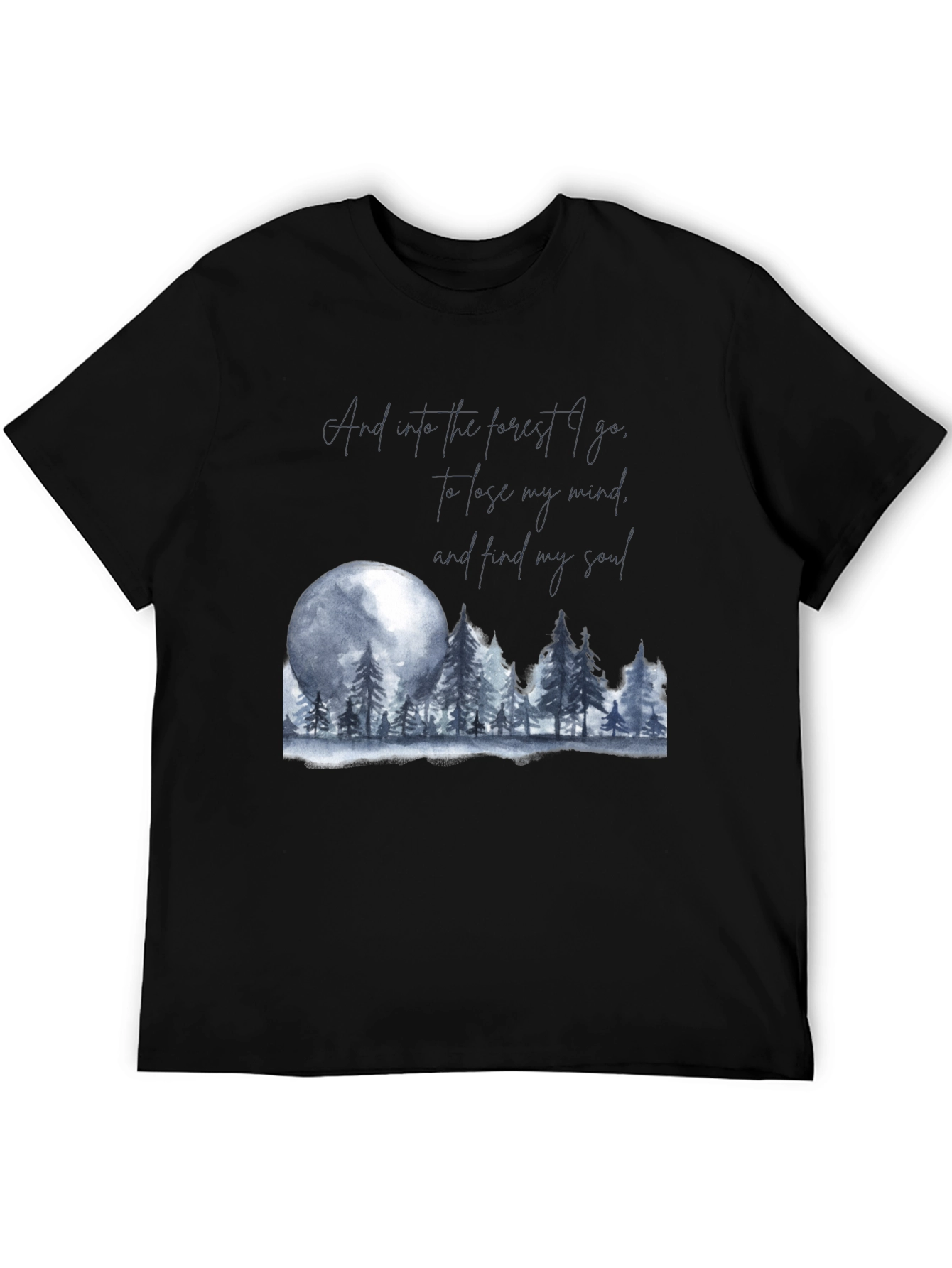 Camiseta Negra: Bosque Luna y Alma