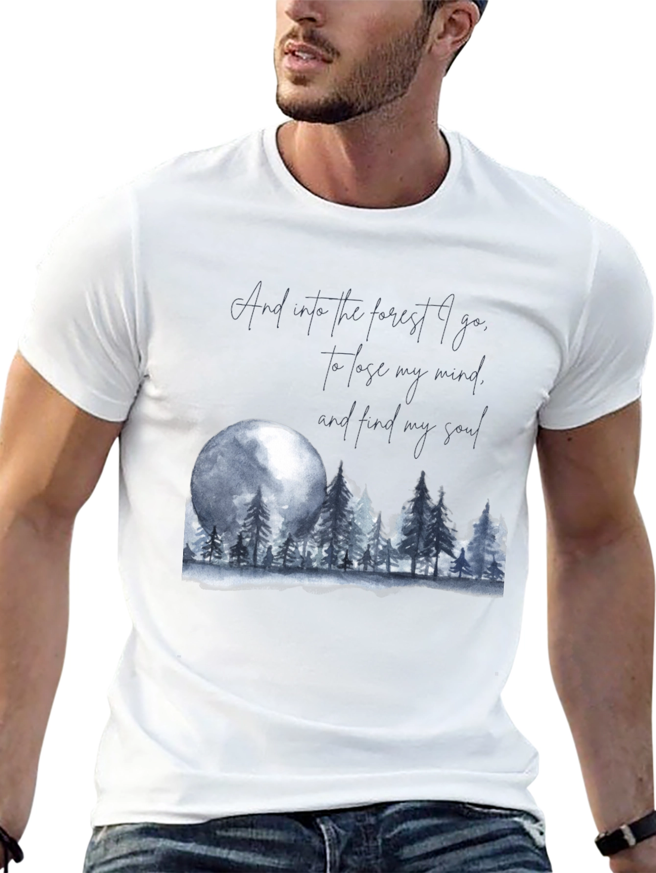 Camiseta Negra: Bosque Luna y Alma