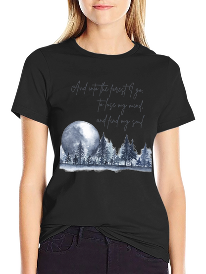 Camiseta Negra: Bosque Luna y Alma
