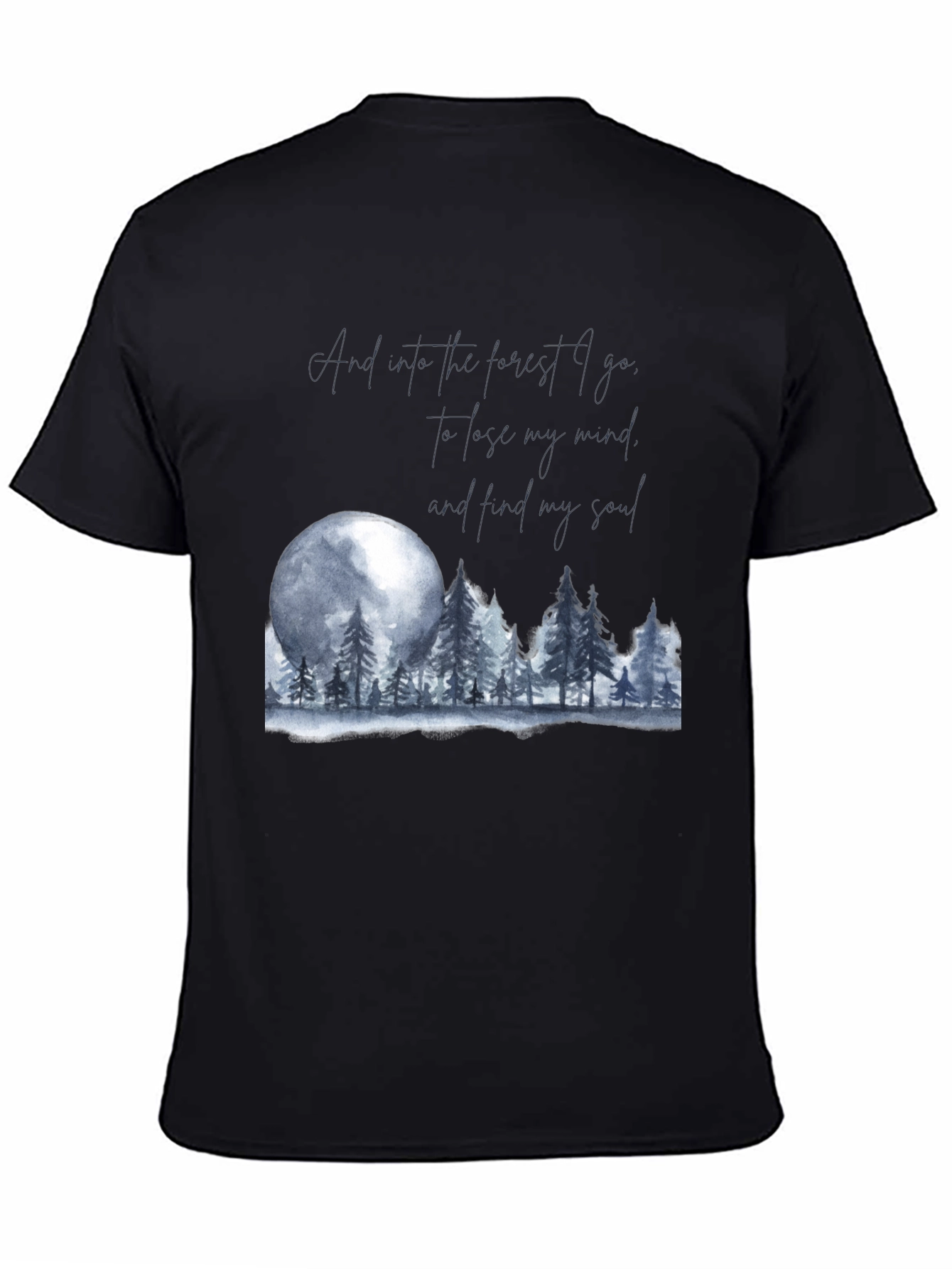 Camiseta Negra: Bosque Luna y Alma