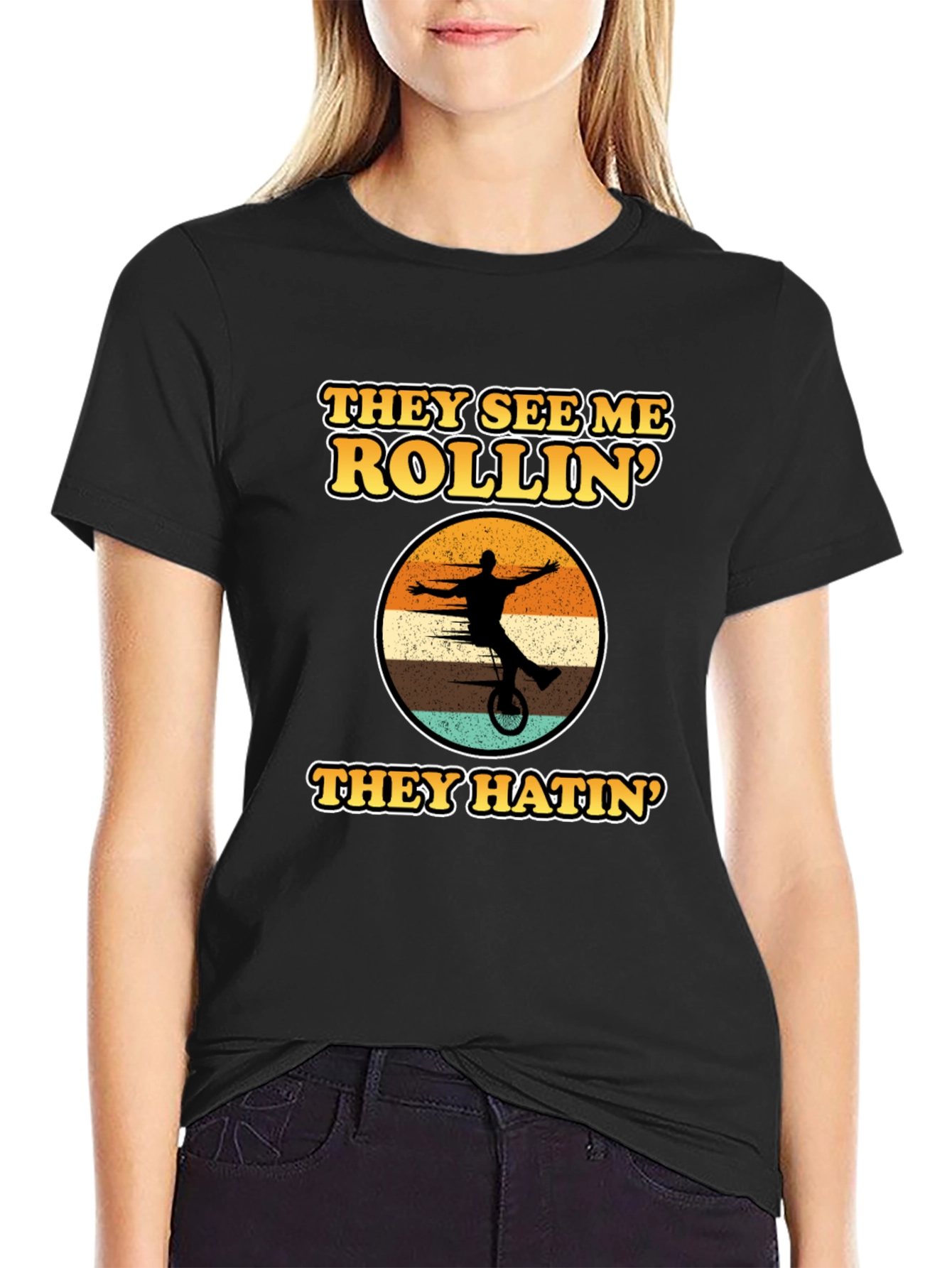 Camiseta Negra con Diseño de Uniciclo