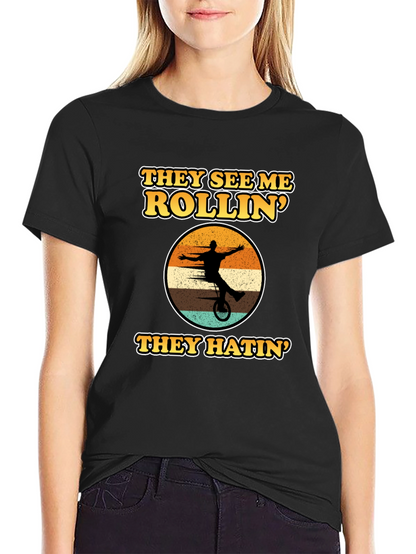 Camiseta Negra con Diseño de Uniciclo