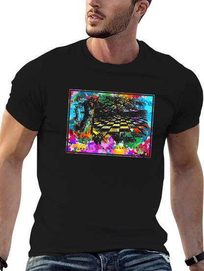 Camiseta Negra Gráfica: A Través del Espejo