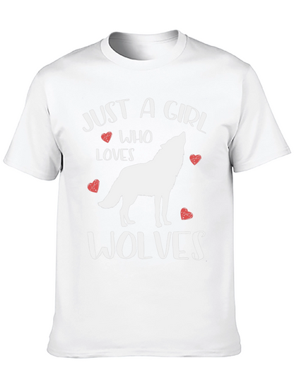 Camiseta Negra: Just A Girl Who Loves Wolves