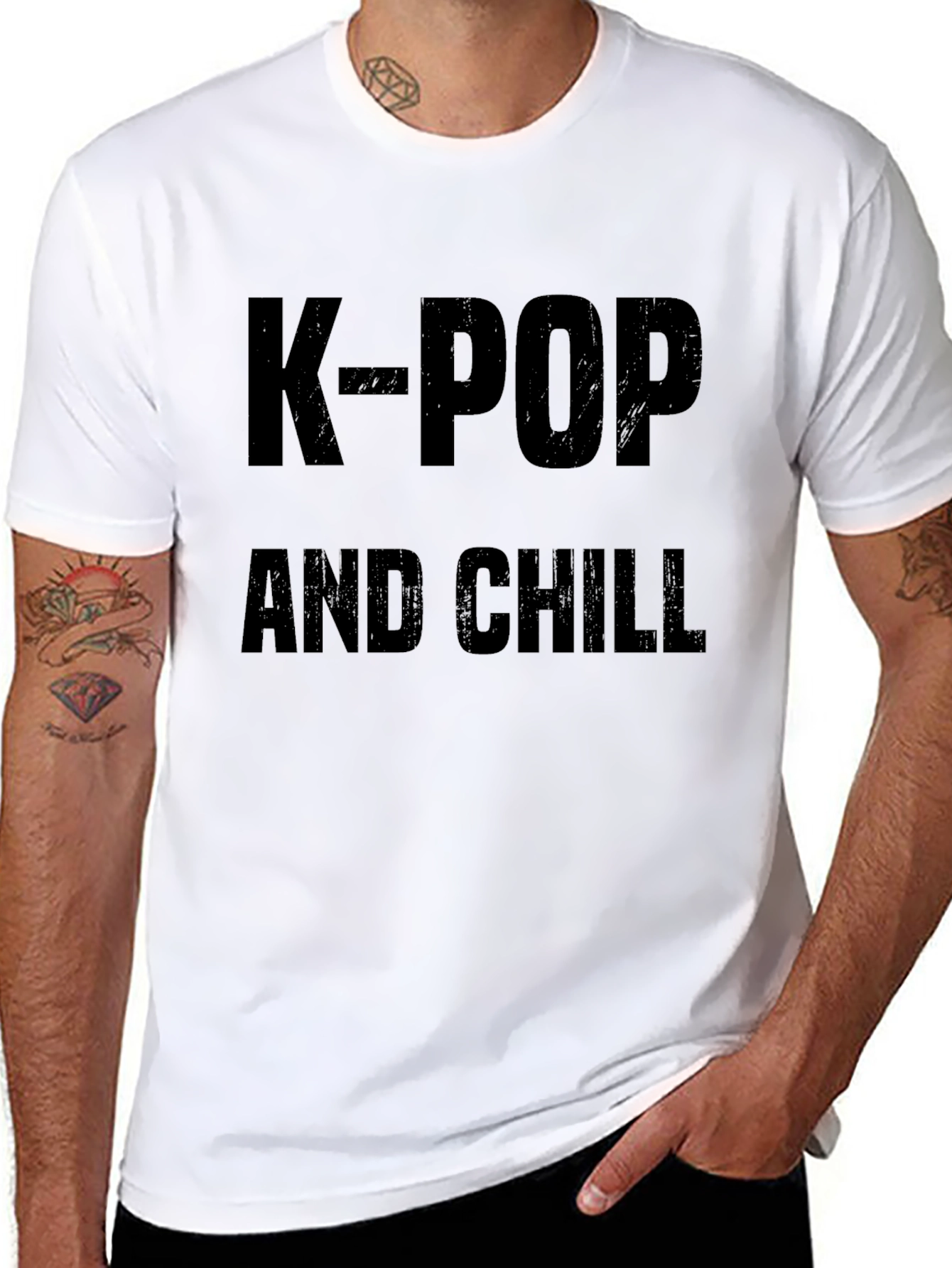 Camiseta Negra K-Pop and Chill para Fans