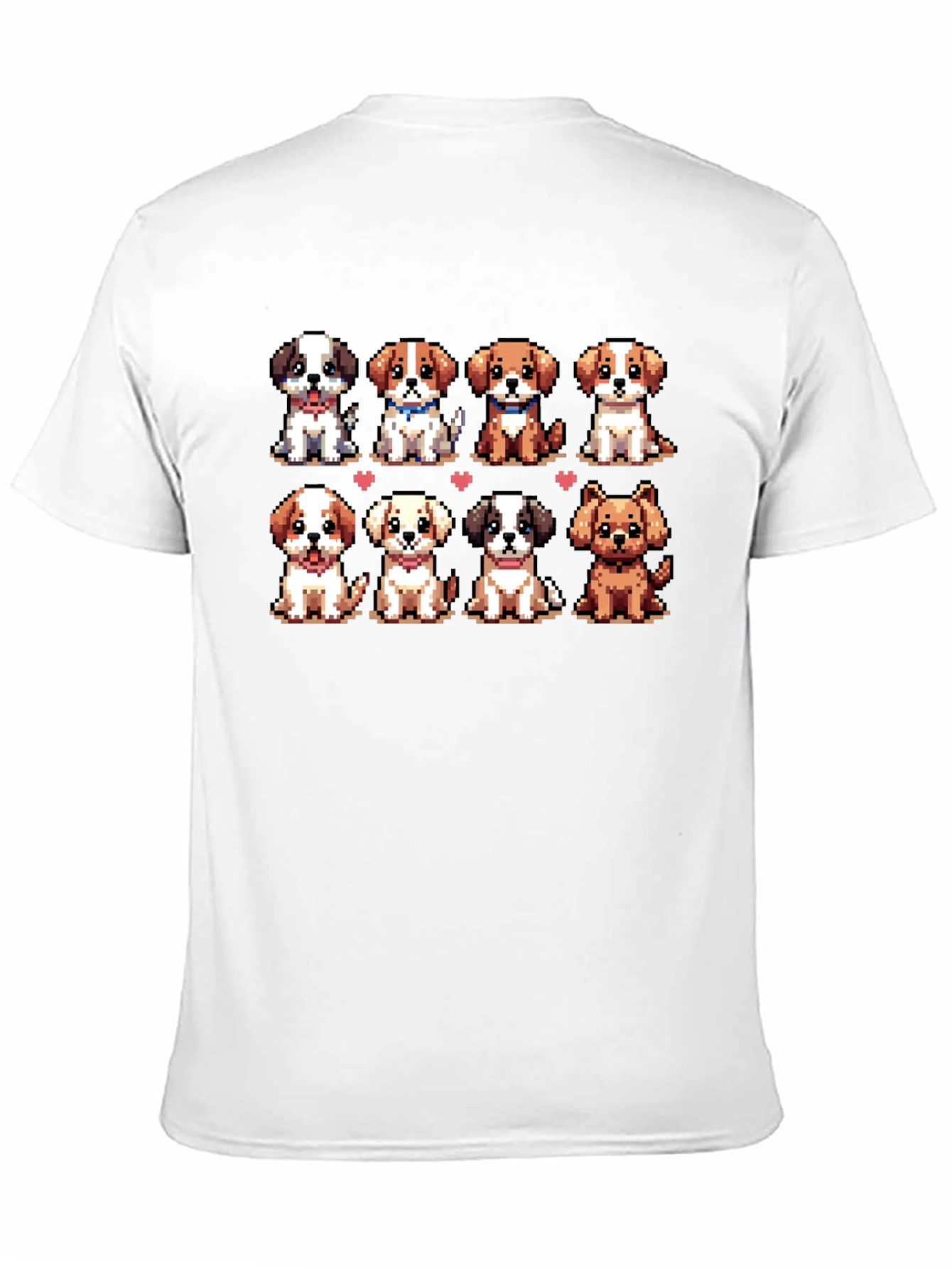 Camiseta Negra con Adorables Cachorros Pixelados