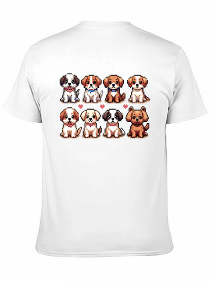 Camiseta Negra con Adorables Cachorros Pixelados