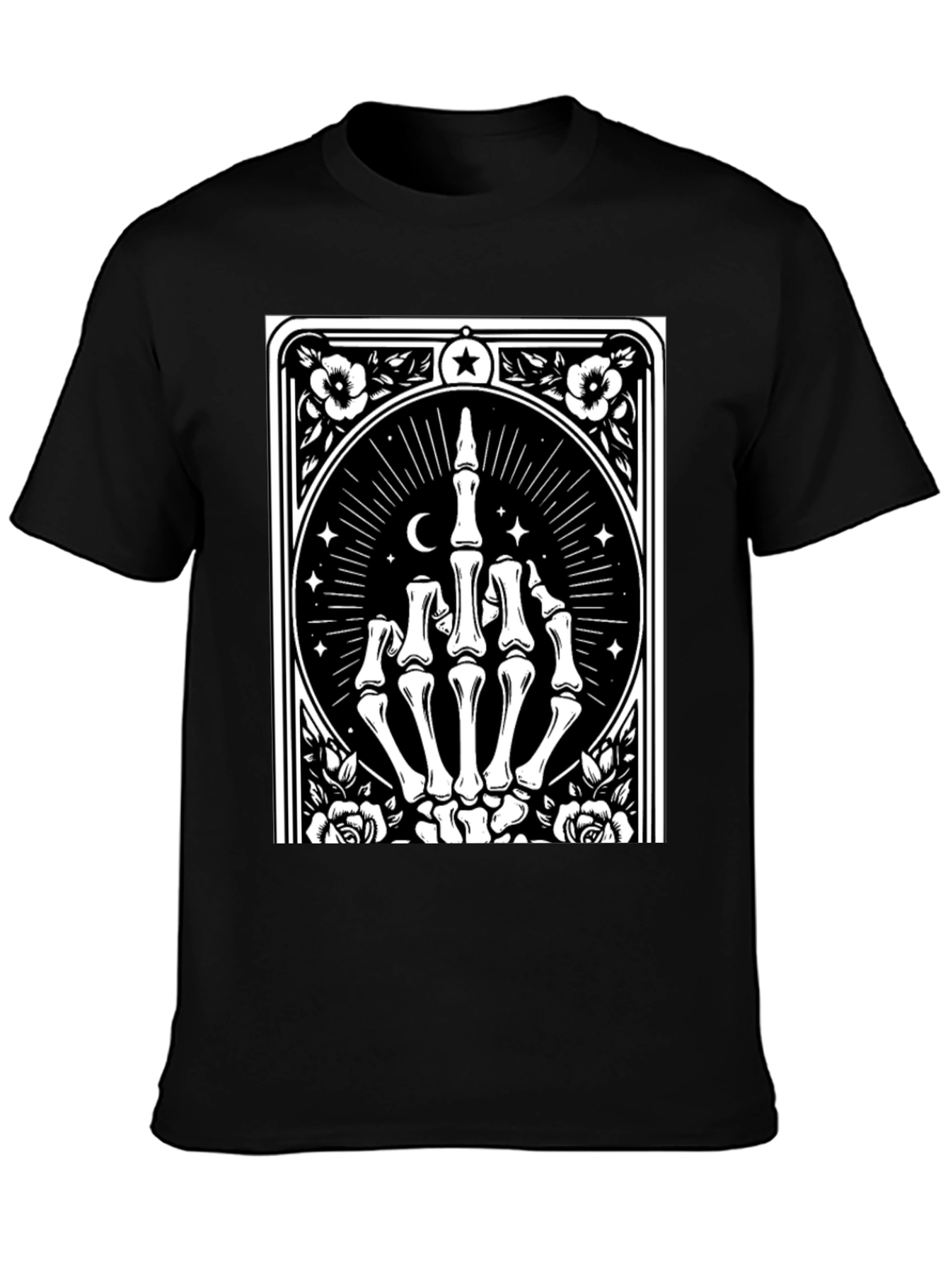 Camiseta Negra con Diseño de Mano Esquelética